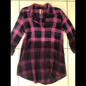 Purple Plaid Tunic Top